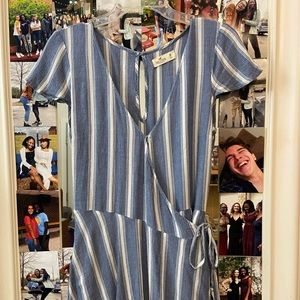 Hollister Blue Striped Wrap Romper